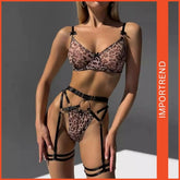 Women's Lepard Print Bandage Bow Sling Lingerie